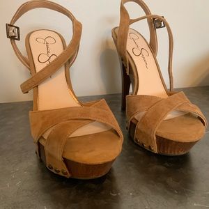 Jessica Simpson Honey Brown Suede Heels 8.5